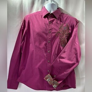 Toku Men’s X Large Shirt  Button-Up Contrast Cuff Collared100% Cotton